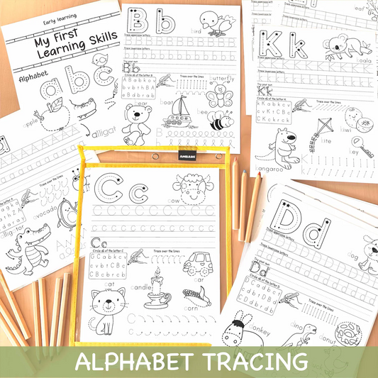 Alphabet Tracing Worksheets Kindergarten Pre-K Preschool ABC Tracing Book Printable Alphabet Activity Book Letter Handwriting Practice